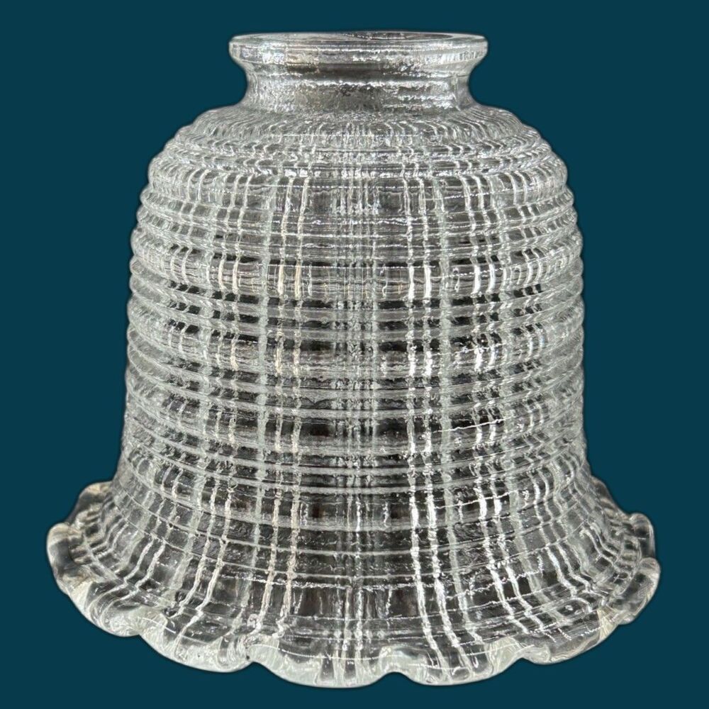 VTG Heavy Bell Shaped Pressed Glass Shades (5) 4 3/4L x 21/8"Top x 5 1/5"Bottom